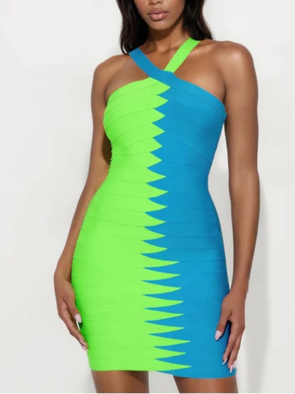 Blue/Green Bandage Mini Dress- M
